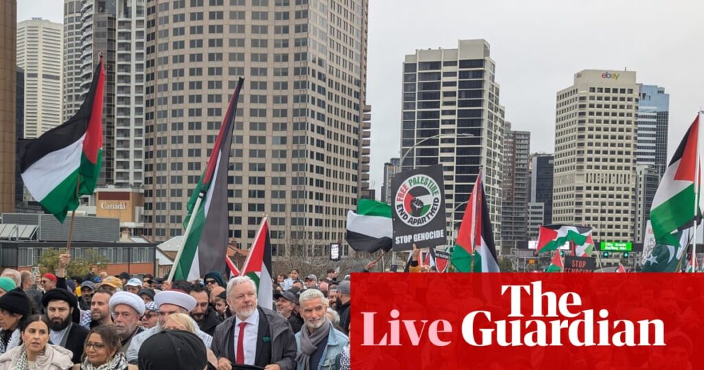 Almost 100,000 people came out to march across Sydney Harbour Bridge, police say, and crowd was so ‘huge’ lives could have been lost | Australia news