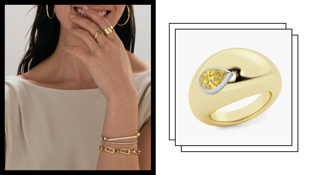 HauteCarat Yellow Lab Grow Diamond Dome Ring