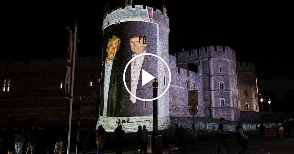Activists Project Images of Trump and Epstein Before U.K. Visit