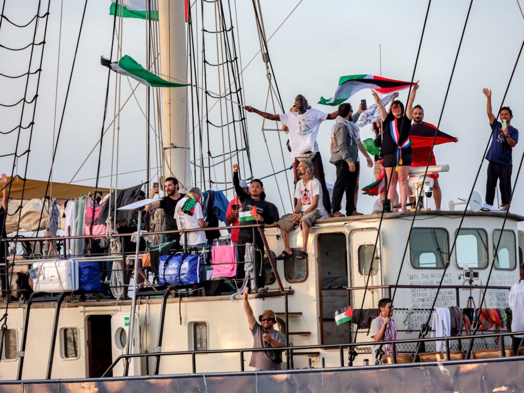 Gaza aid flotilla hit by drone attacks and explosions, activists say | Israel-Palestine conflict News