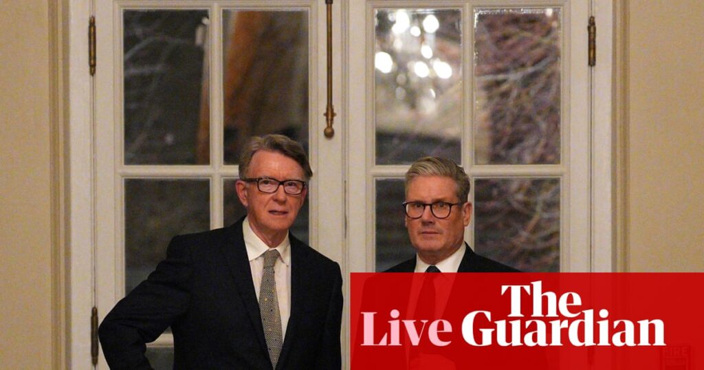 Starmer says he has confidence in Peter Mandelson amid calls to sack him over Epstein ties – UK politics live | Politics