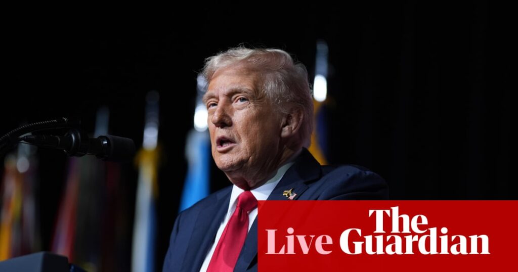 Trump claims US faces ‘invasion from within’ in address to military leaders after Hegseth declares war on diversity efforts – live | US politics