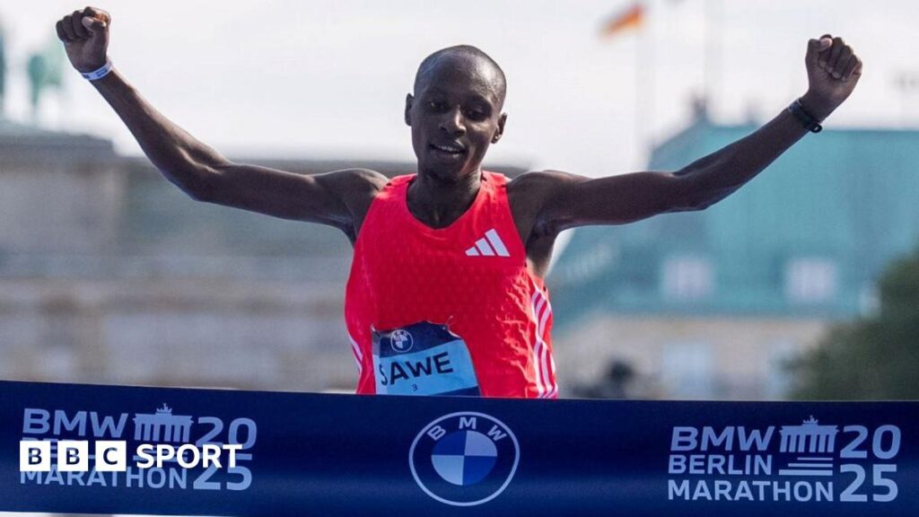 Marathon records less likely because of climate change – study Kenya's Sabastian Sawe wins the elite men's race at this year's Berlin Marathon