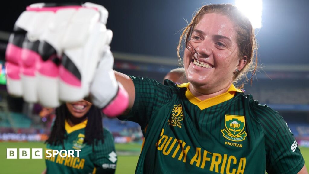 Women’s Cricket World Cup final: Nadine de Klerk on South Africa’s never-say-die spirit Nadine de Klerk fist-pumps a team-mate with a smile on her face